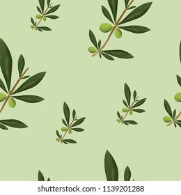 seamless pattern with olive trees vector on green background
