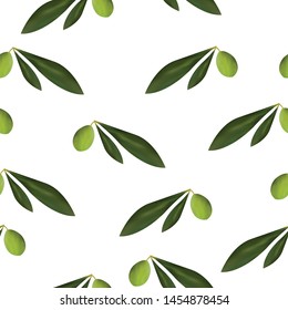 seamless pattern with olive trees vector on white background - green floral pattern