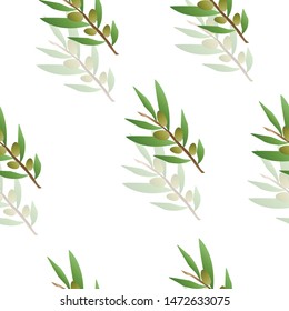 seamless pattern with olive trees vector - green floral pattern