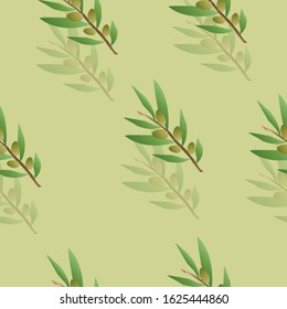 seamless pattern with olive trees vector - green floral theme