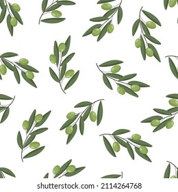 Seamless pattern with olives branches. Vector illustration