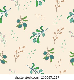Seamless pattern olives and leaves, for background, wallpaper, textile, wrapping paper