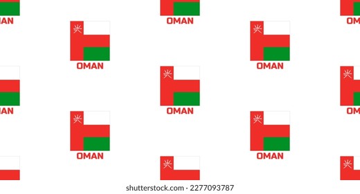 Seamless pattern  of the OMAN state  flag.  With the caption of the country name " OMAN".
