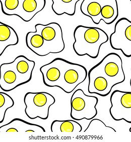 Seamless pattern with omelette and eggs. Vector illustration eggs. Pattern egg 