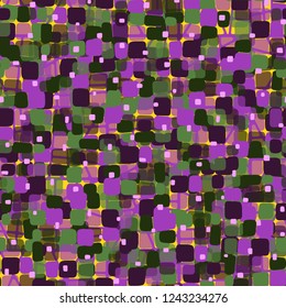 Seamless pattern on abstract grid background. Spring theme. Camouflage principle.