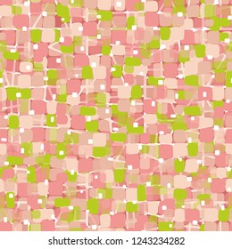 Seamless pattern on abstract grid background. Spring theme. Camouflage principle.