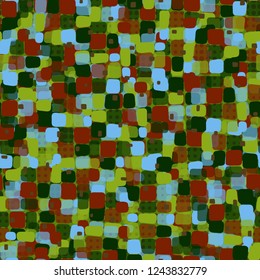 Seamless pattern on the background of small circles of different sizes. Spring theme. Camouflage principle.