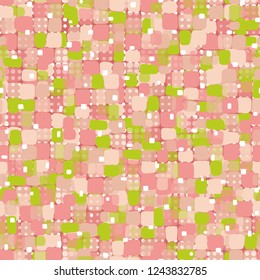 Seamless pattern on the background of small circles of different sizes. Spring theme. Camouflage principle.
