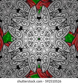 Seamless pattern on background with white elements. Classic vintage background. Traditional orient ornament. Seamless classic vector white pattern.