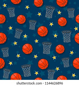 The Seamless Pattern On The Basketball Theme.

