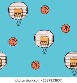 The seamless pattern on the basketball theme