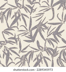 seamless pattern on a beige background. bamboo stalks painted with grunge strokes.The leaves and branches are turquoise and gray. For textiles, wallpaper, wrapping paper, fashion prints, tile, fabric