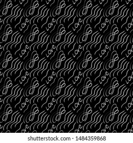 
Seamless pattern on a black background. Lettering love.