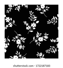 Seamless pattern with on a black background. Monochrome vector illustration. Silhouettes.