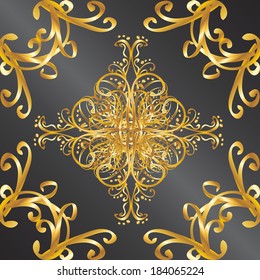 Seamless pattern on black background. Vector illustration.