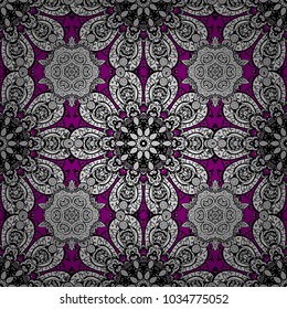 Seamless pattern on black, white and gray colors with colors elements. Seamless classic vector colors pattern. Traditional orient ornament, classic vintage background.
