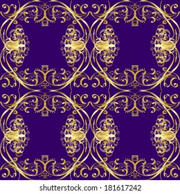 Seamless pattern on blue background. Vector illustration.