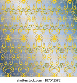 Seamless pattern on blue background. Vector illustration.