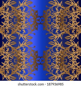 Seamless pattern on blue background. Vector illustration.