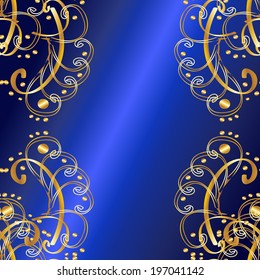 Seamless pattern on blue background. Vector illustration. Seamless pattern for your design wallpapers, pattern fills, web page backgrounds, surface textures. Ornamental branch or floral background.