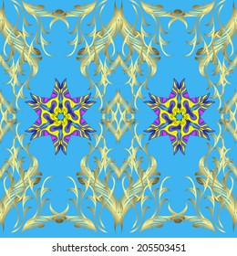 Seamless pattern on blue background. Vector illustration. Seamless pattern for your design wallpapers, pattern fills, web page backgrounds, surface textures. 