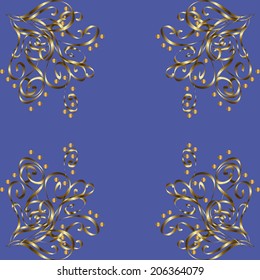 Seamless pattern on blue background. Vector illustration. Seamless pattern for your design wallpapers, pattern fills, web page backgrounds, surface textures. Ornamental branch or floral background.
