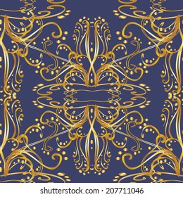 Seamless pattern on blue background. Vector illustration. Seamless pattern for your design wallpapers, pattern fills, web page backgrounds, surface textures. 