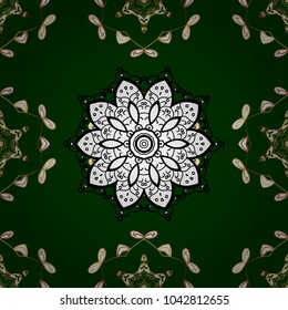 Seamless pattern on blue, white and black colors with golden elements and white doodles. Seamless classic vector golden pattern. Classic vintage background. Traditional orient ornament.