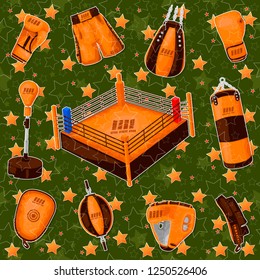 Seamless pattern on the boxing theme. For decoration, wrapping, print or advertising. 
