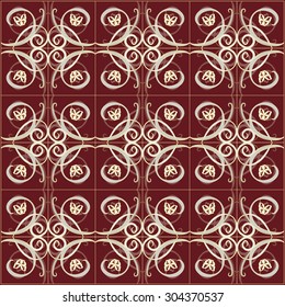 Seamless pattern on burgundy background