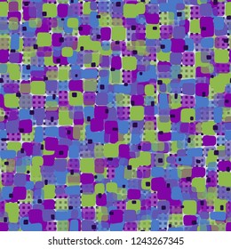 Seamless pattern on checkered background. Spring theme. Camouflage principle.