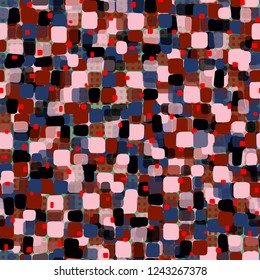 Seamless pattern on checkered background. Spring theme. Camouflage principle.