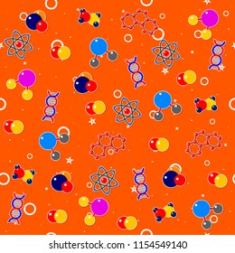 Seamless pattern on the chemistry school theme. All elements are located on different layers and can be easily manipulated.

