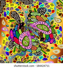 Seamless pattern on color background. Vector illustration.
