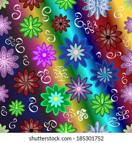 Seamless pattern on color background. Vector illustration.