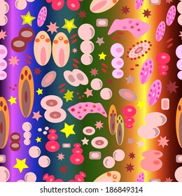 Seamless pattern on colorful background. Vector illustration.