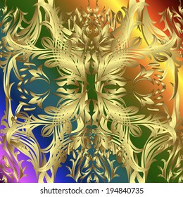 Seamless pattern on colorful background. Vector illustration. Seamless pattern for your design wallpapers, pattern fills, web page backgrounds, surface textures. Ornamental branch or floral background