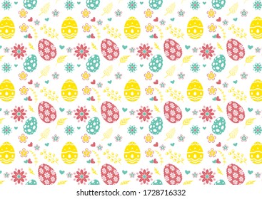Seamless pattern on colorful Easter egg background
