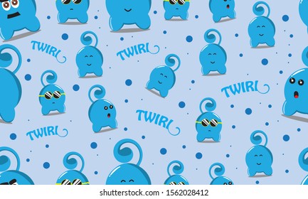 The seamless pattern on cute blue aliens