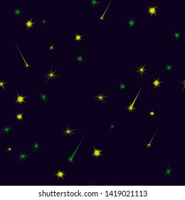 Seamless pattern. On a dark blue background - the starry sky. Print for textiles. Vector illustration.