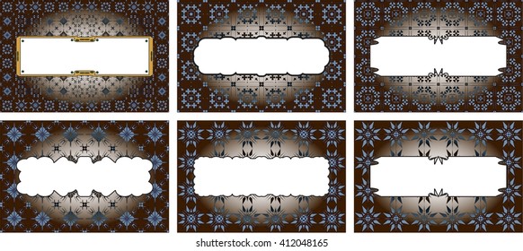 seamless pattern on dark brown background. with frame for text. Vector Image. Graphic arts, design, game industry.