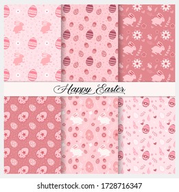 Seamless pattern on Easter egg and rabbit background