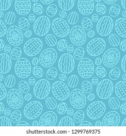 Seamless pattern on the Easter theme. Graphic vector pattern with festive eggs.