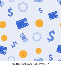 Seamless pattern on a financial theme. Bank background in simple style. Icons on the banking theme. Vector illustration.