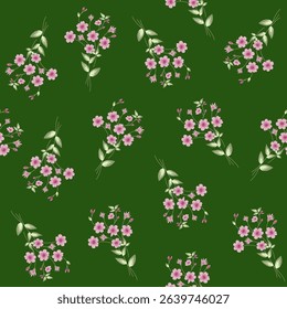seamless pattern on flower on green background
