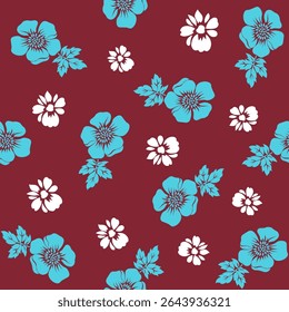padrão sem emenda na flor no fundo vermelho