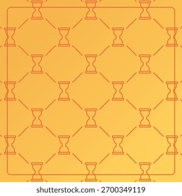 Seamless pattern on a gold background with hourglass icons. Line design for posters, social media, and banner templates.