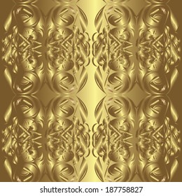 Seamless pattern on golden background. Vector illustration.