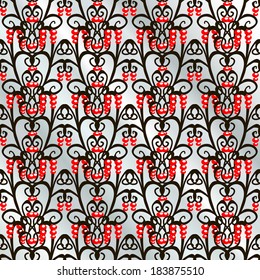 Seamless pattern on gray background. Vector illustration.