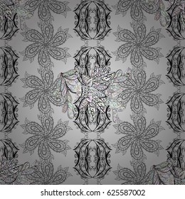 Seamless pattern on gray background with white elements. Seamless white pattern. Vector oriental ornament.